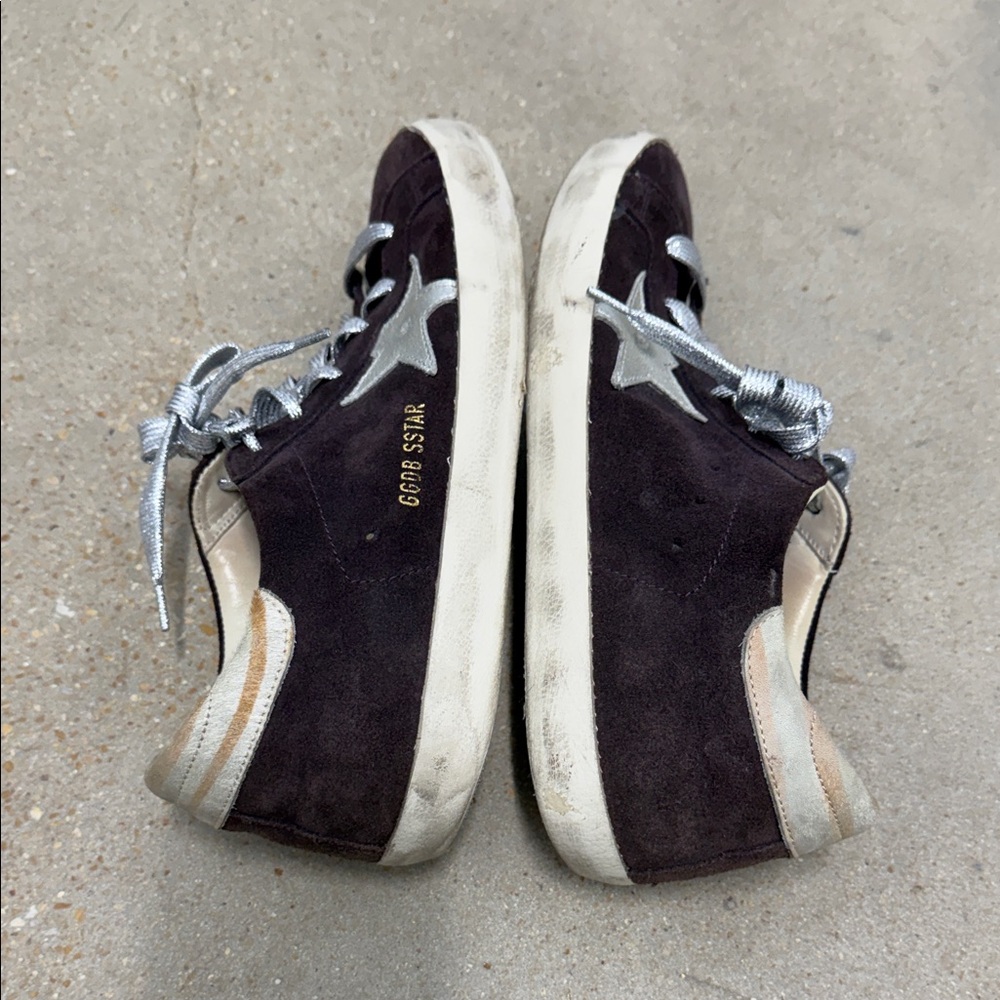 Golden Goose Women’s Dark Purple Sneakers with Silver Accents - Picture 3 of 7
